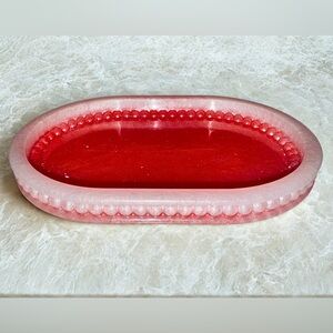 Red & White Oval Tray